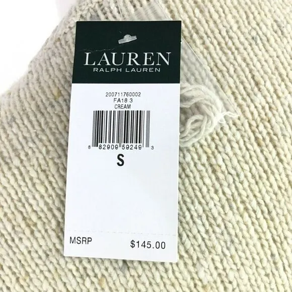 Ralph Lauren Wool Alpaca Sweater Size S Ruffled Sleeves Mascarpone Cream Multi