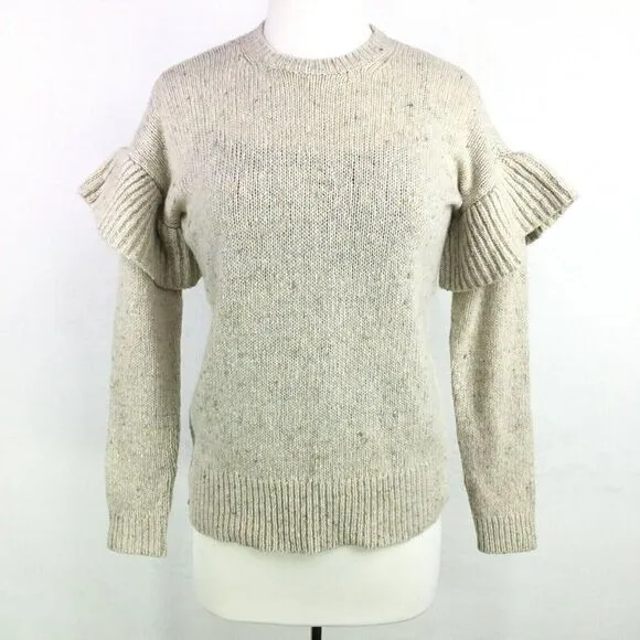 Ralph Lauren Wool Alpaca Sweater Size S Ruffled Sleeves Mascarpone Cream Multi