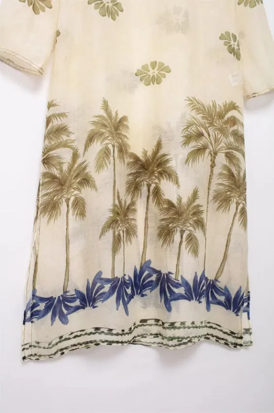 Ramie Printed Long Dress