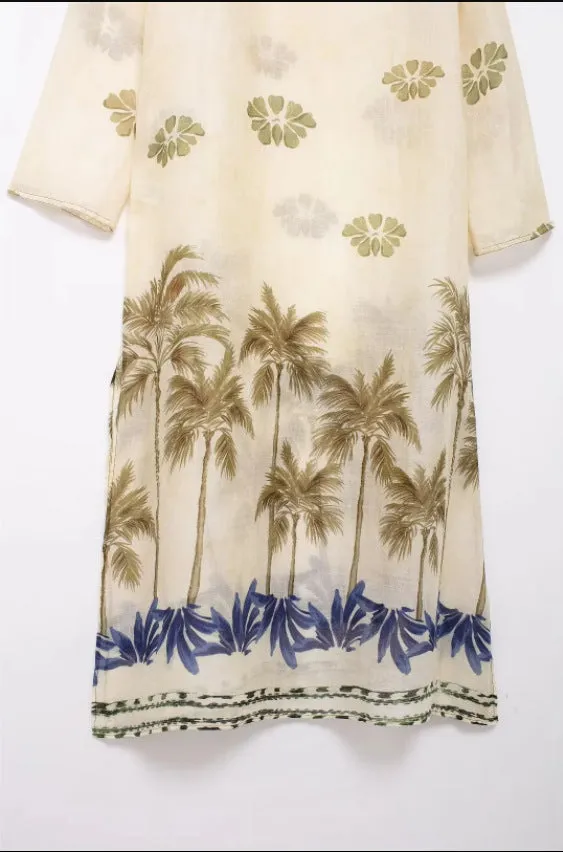 Ramie Printed Long Dress