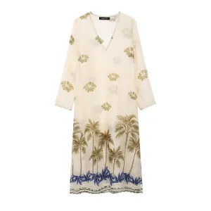 Ramie Printed Long Dress