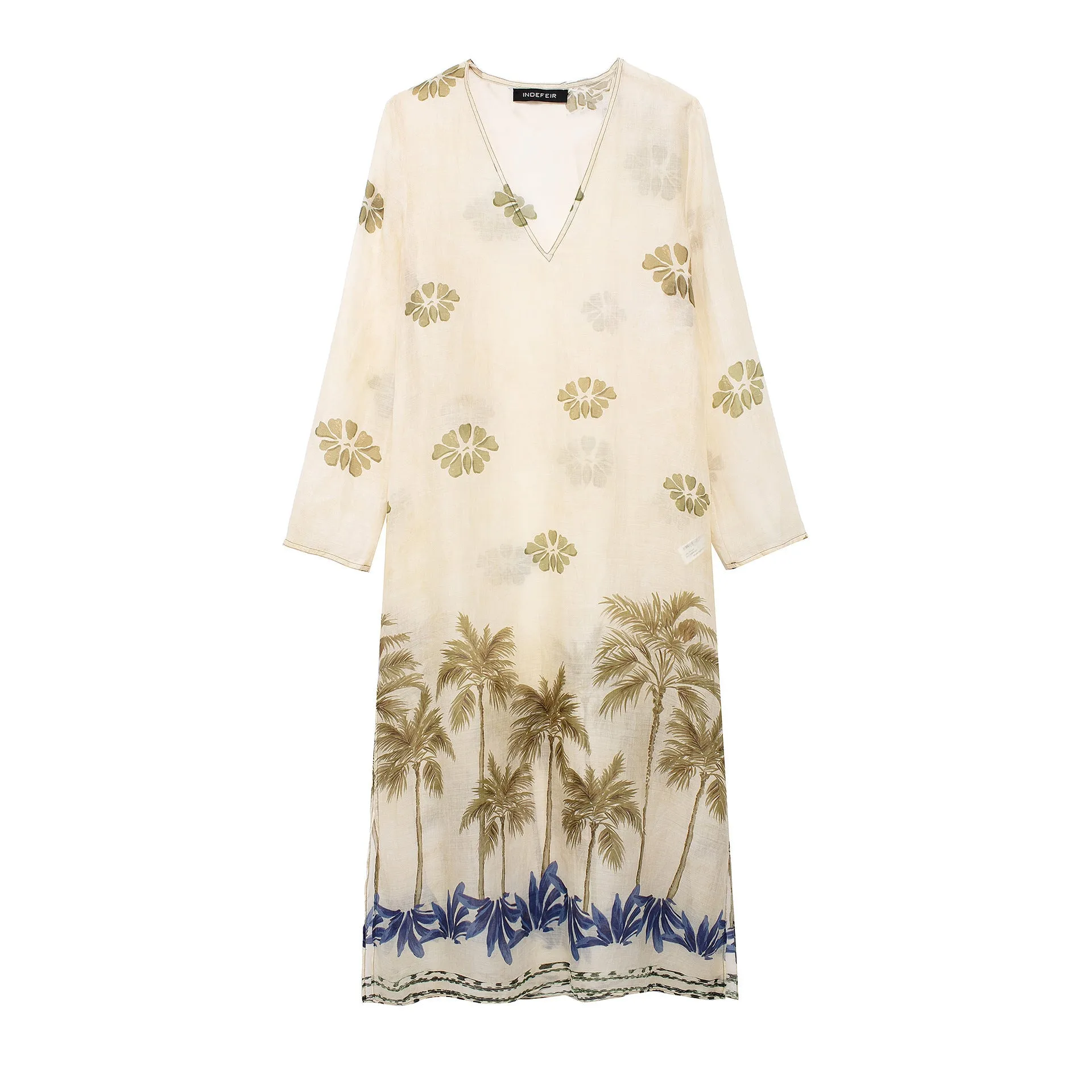 Ramie Printed Long Dress