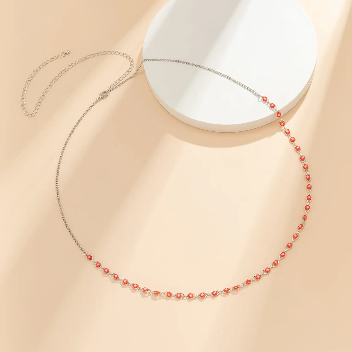 Red Acrylic & Silver-Plated Star Waist Chain