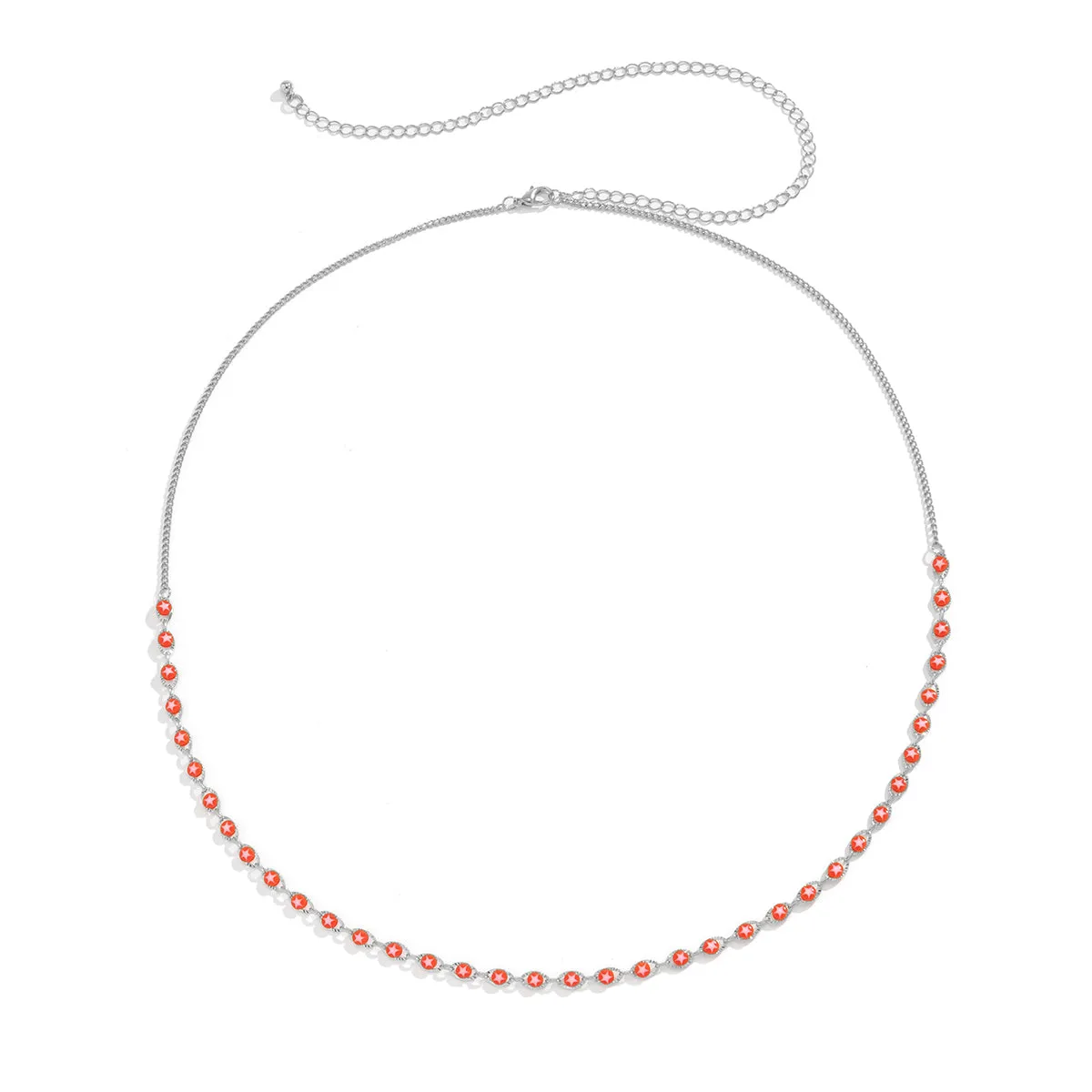 Red Acrylic & Silver-Plated Star Waist Chain
