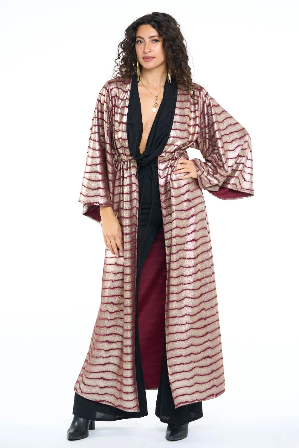 Red & Gold Metallic Wave Gemini Leisure Robe