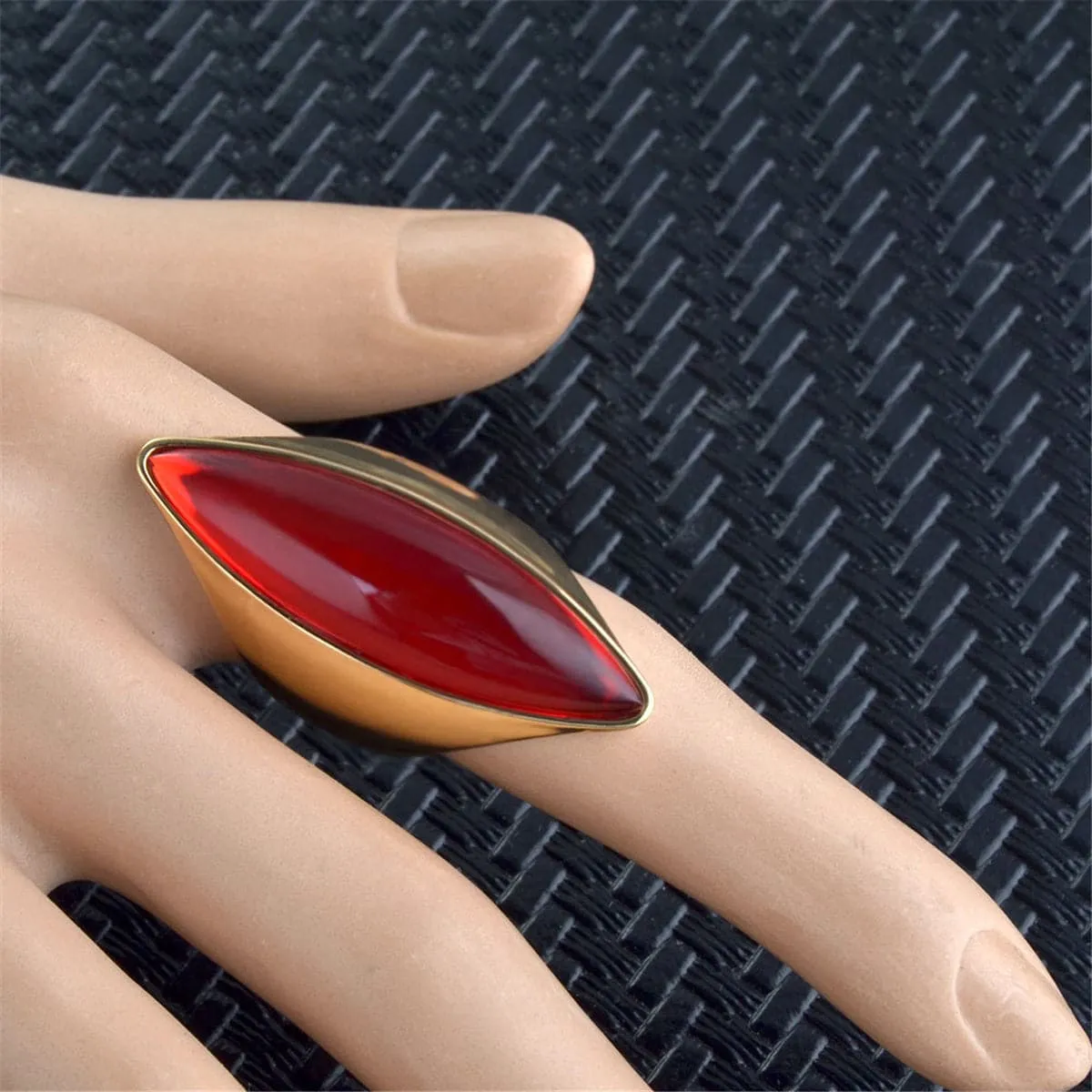 Red Crystal & 18K Rose Gold-Plated Marquise-Cut Ring