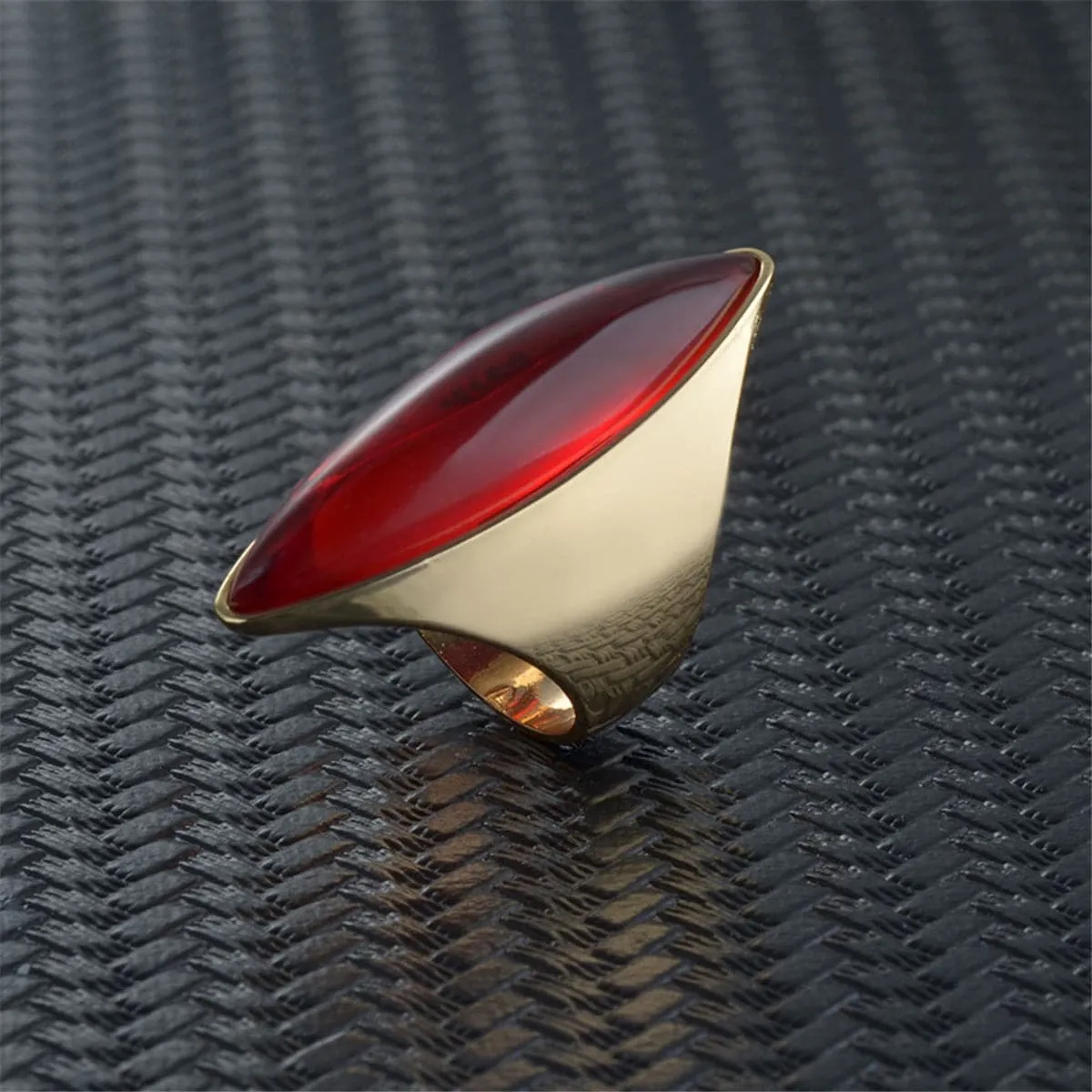 Red Crystal & 18K Rose Gold-Plated Marquise-Cut Ring