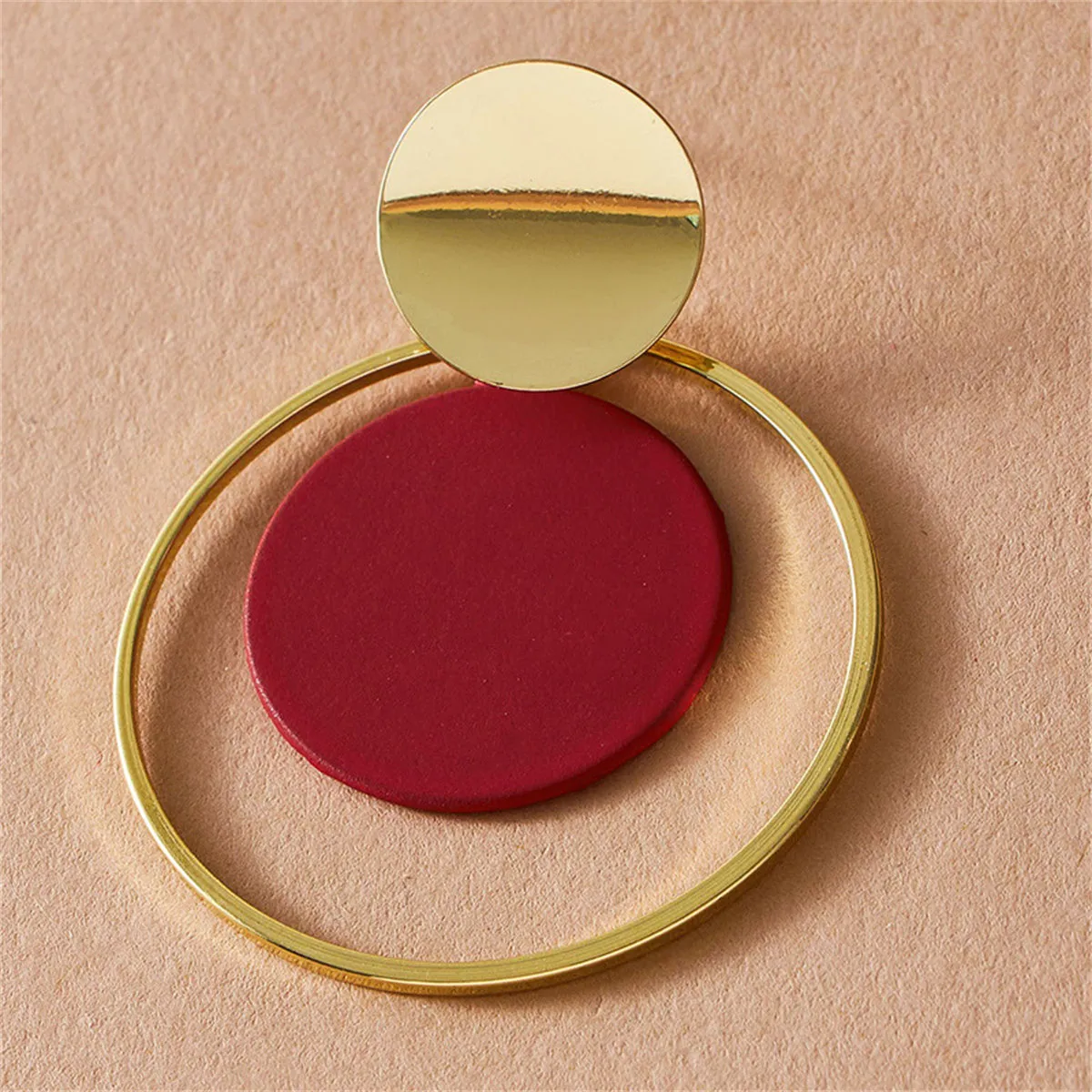 Red Emamel & 18K Gold-Plated Circle Drop Earring
