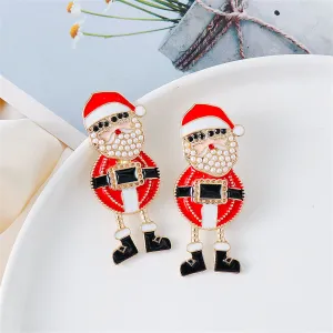 Red Enamel & Pearl 18K Gold-Plated Santa Drop Earrings