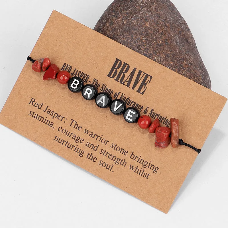 Red Quartz & Black 'Brave' Adjustable Bracelet
