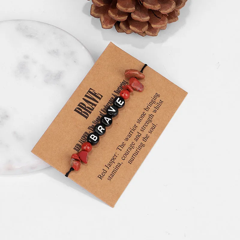 Red Quartz & Black 'Brave' Adjustable Bracelet