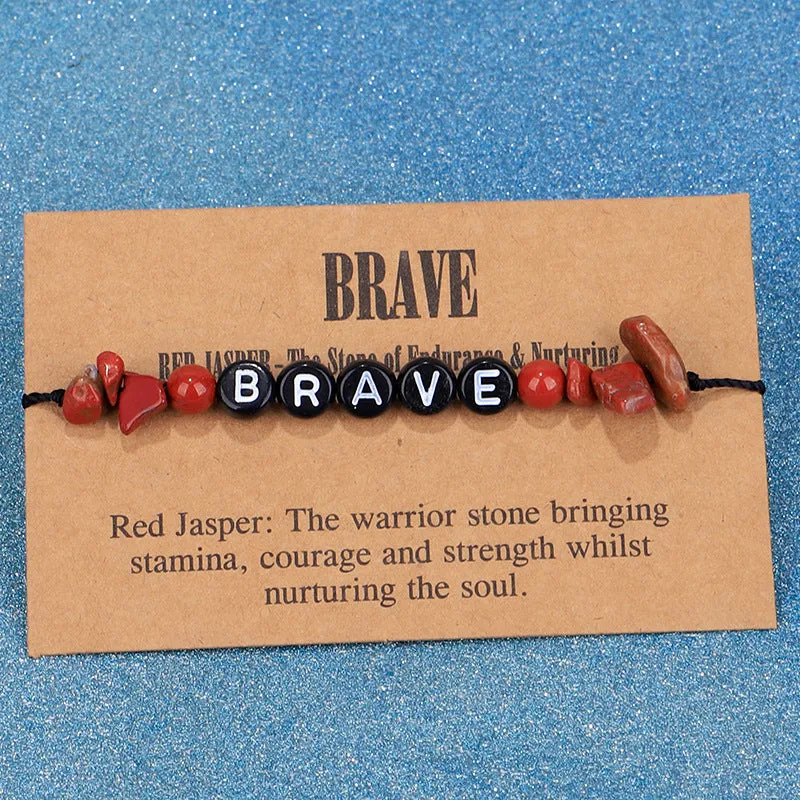 Red Quartz & Black 'Brave' Adjustable Bracelet