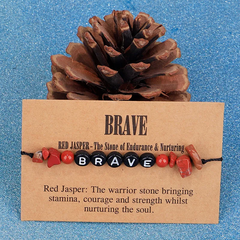 Red Quartz & Black 'Brave' Adjustable Bracelet