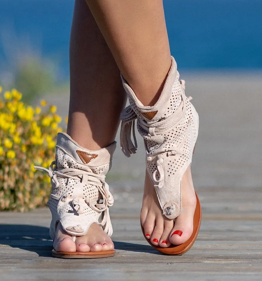 Retro Sandals Gladiator Ladies Clip Toe Vintage Boots Casual Tassel Rome Summer Shoes Female Sandalias