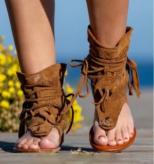 Retro Sandals Gladiator Ladies Clip Toe Vintage Boots Casual Tassel Rome Summer Shoes Female Sandalias