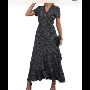 RETTYGARDEN Summer Wrap Maxi Dress Boho Ruffle Hem Split Beach Long Dresses XL
