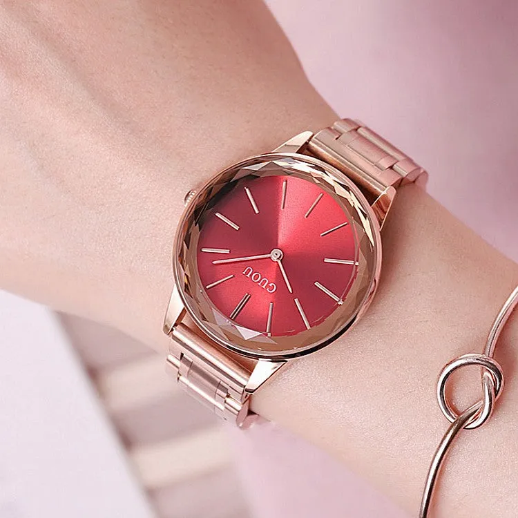 Rhombic Glass Stainless Steel Women's Watch