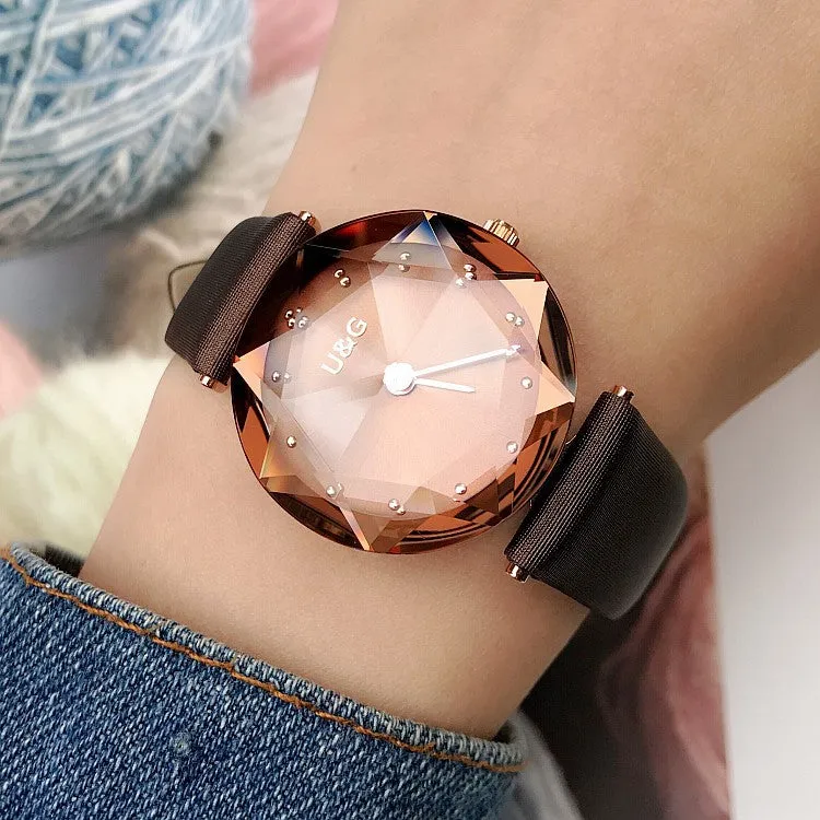 Rhombus-shaped Mirror Women's Watch
