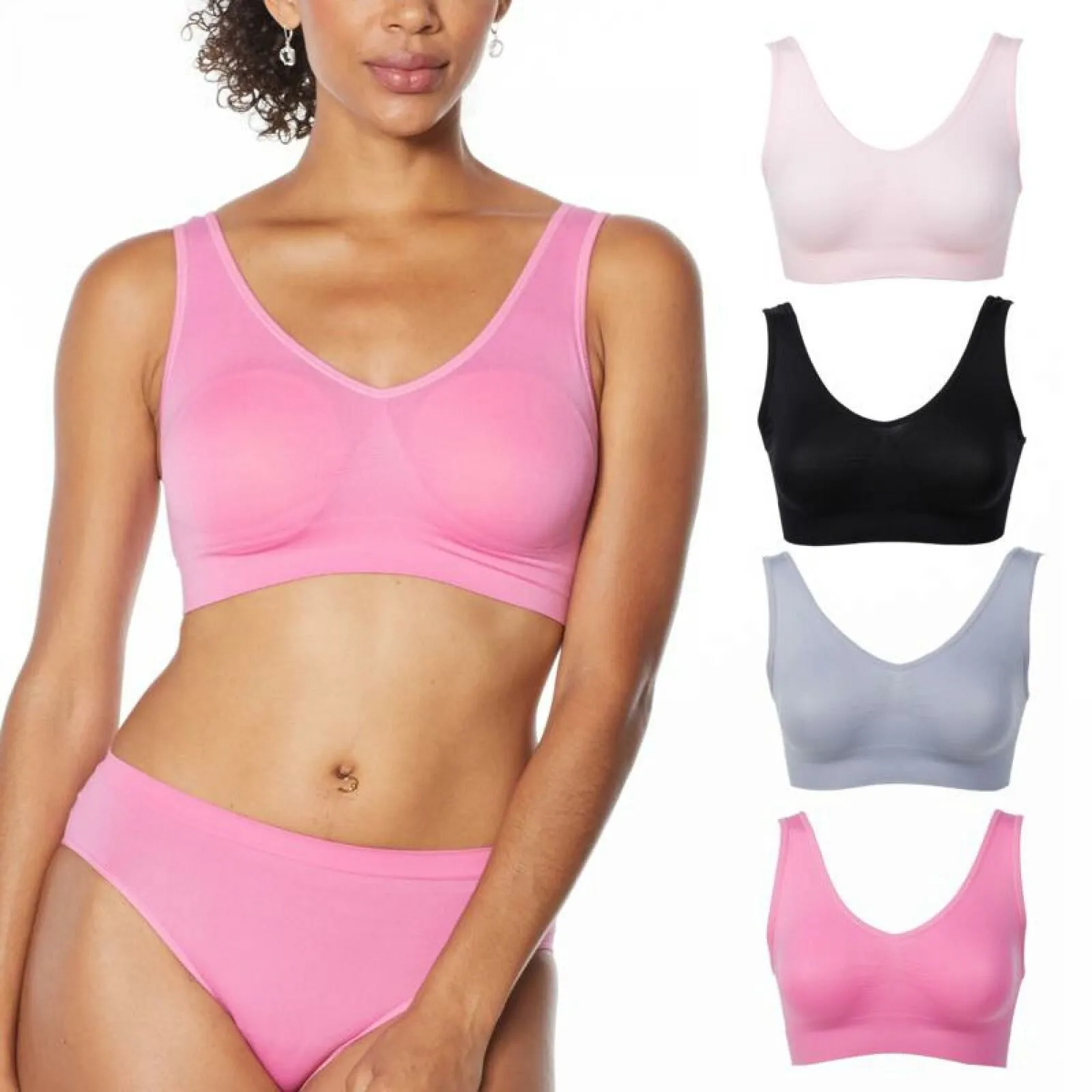 Rhonda Shear Women's LOT OF 4 Seamless Ahh Bras Pinks X-Large