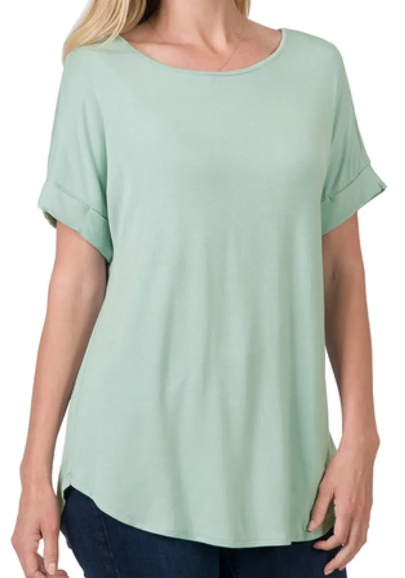 Rolled Short Sleeve Top