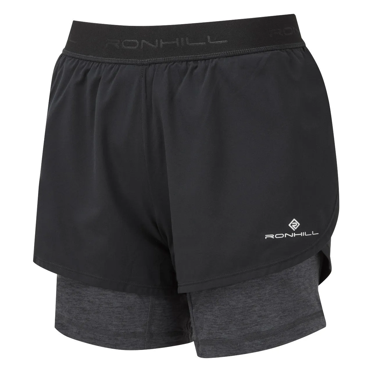 Ronhill Tech Twin Short (Womens) - Black/Charcoal Marl