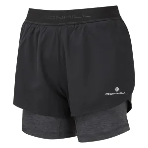 Ronhill Tech Twin Short (Womens) - Black/Charcoal Marl