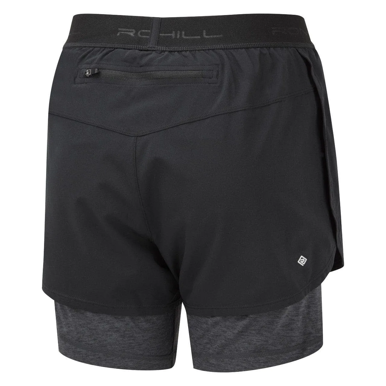 Ronhill Tech Twin Short (Womens) - Black/Charcoal Marl