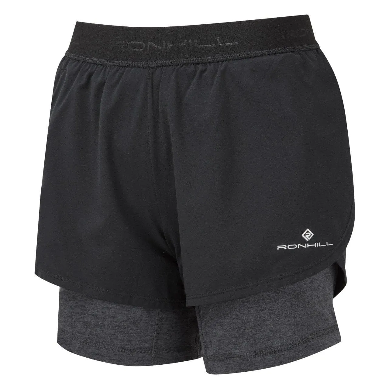 Ronhill Tech Twin Short (Womens) - Black/Charcoal Marl