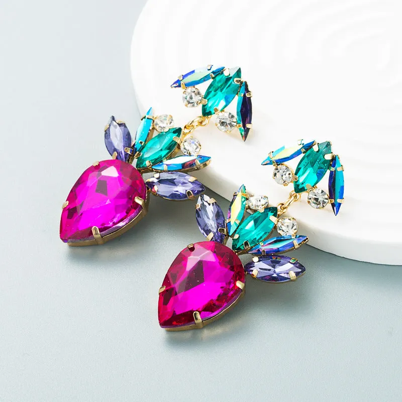Rose Crystal & Cubic Zirconia Double Drop Earrings