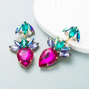 Rose Crystal & Cubic Zirconia Double Drop Earrings