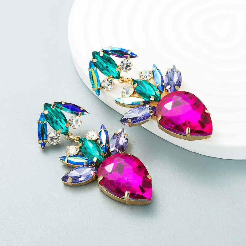 Rose Crystal & Cubic Zirconia Double Drop Earrings
