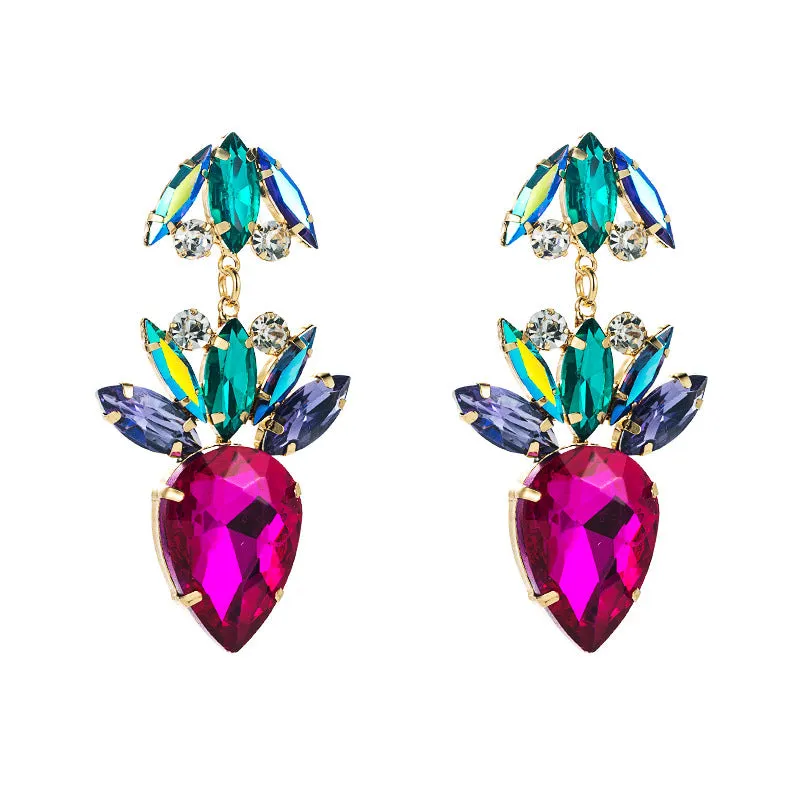Rose Crystal & Cubic Zirconia Double Drop Earrings