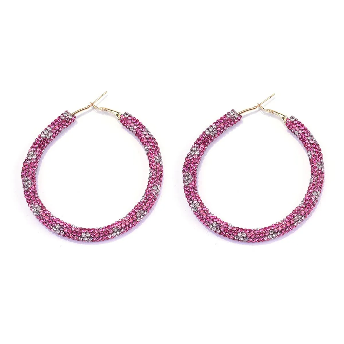 Rose Cubic Zirconia & 18K Gold-Plated Hoop Earrings