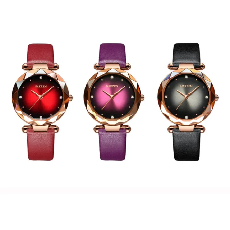 Rose Gold Frame Leather Strap Women's Watch