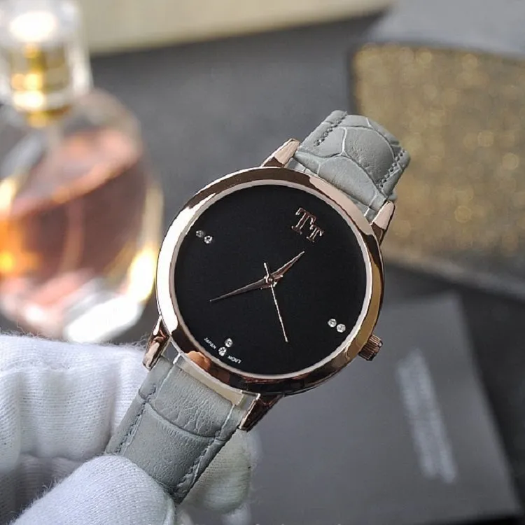 Rose Gold Frame Leather Strap Women's Watch