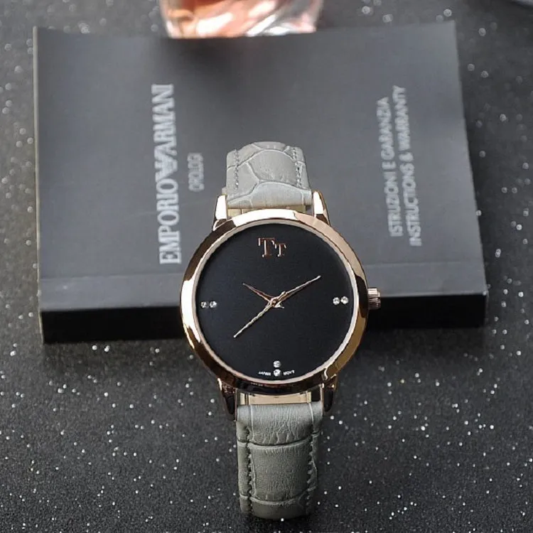 Rose Gold Frame Leather Strap Women's Watch