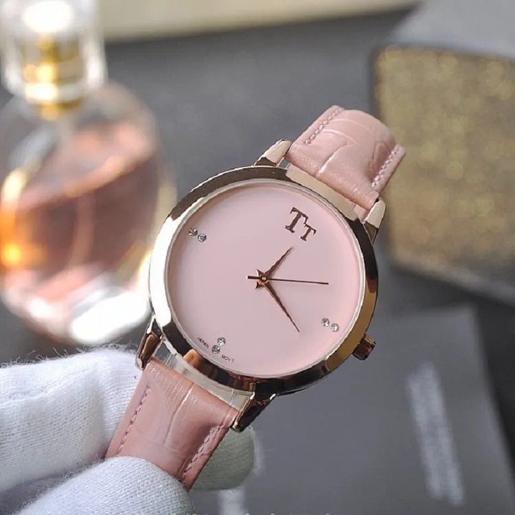 Rose Gold Frame Leather Strap Women's Watch