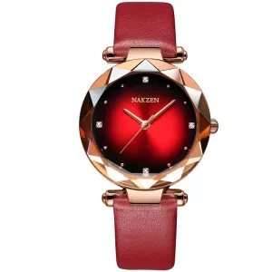 Rose Gold Frame Leather Strap Women's Watch