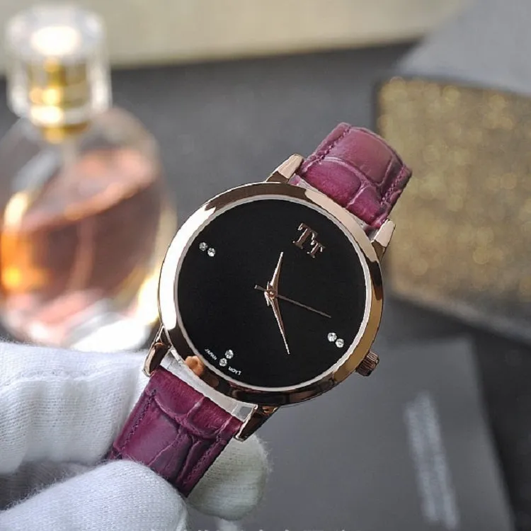 Rose Gold Frame Leather Strap Women's Watch