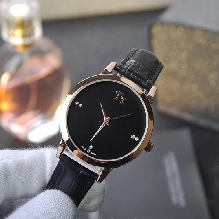 Rose Gold Frame Leather Strap Women's Watch