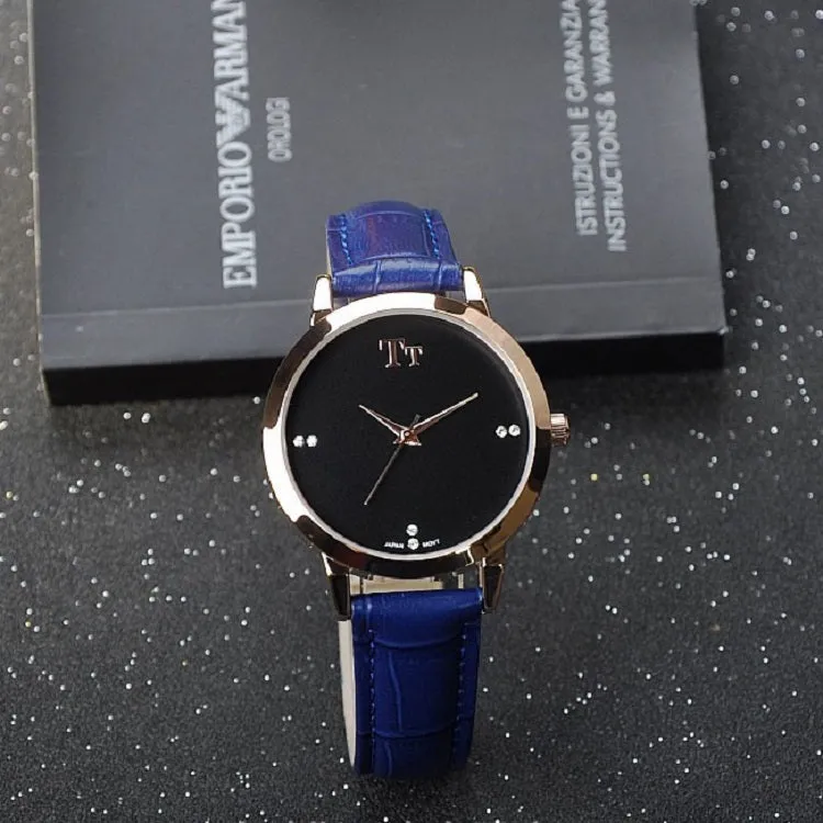 Rose Gold Frame Leather Strap Women's Watch
