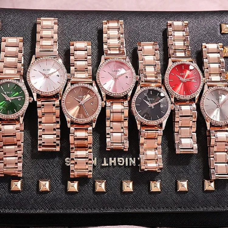 Rose Gold Stainless Steel Strap Women's Watch With Calendar
