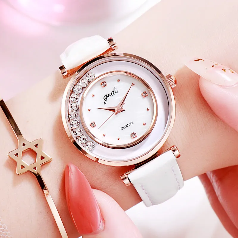 Rotatable Diamond Dial Women's Watch