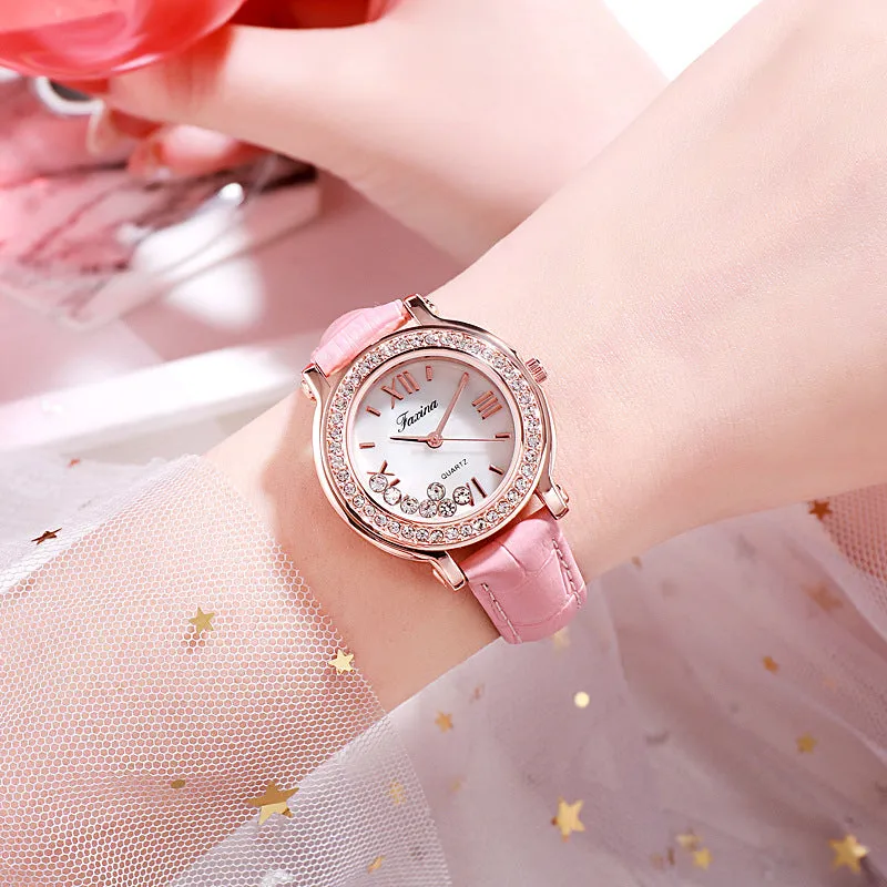 Rotatable Diamond Dial Women's Watch