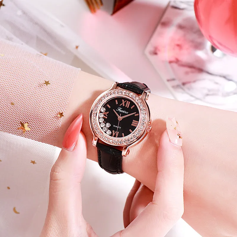 Rotatable Diamond Dial Women's Watch
