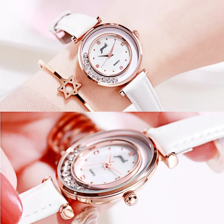 Rotatable Diamond Dial Women's Watch