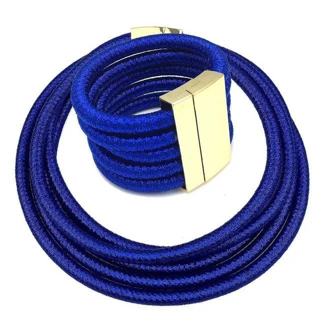 Royal Blue Necklace And Bracelet Sets With Magnetic Clasp Celebrity Inspired