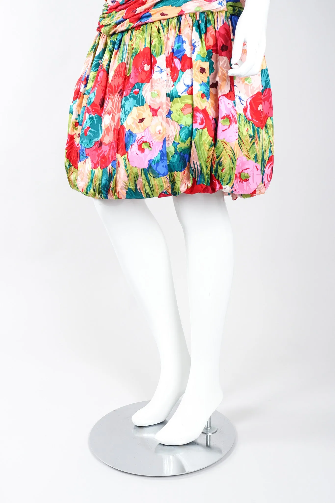 Ruched Floral Puff Dress