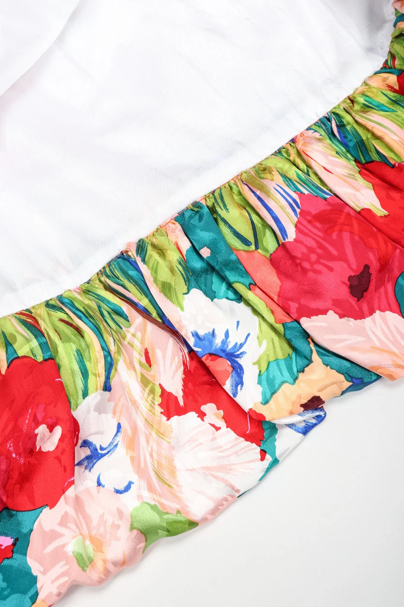 Ruched Floral Puff Dress