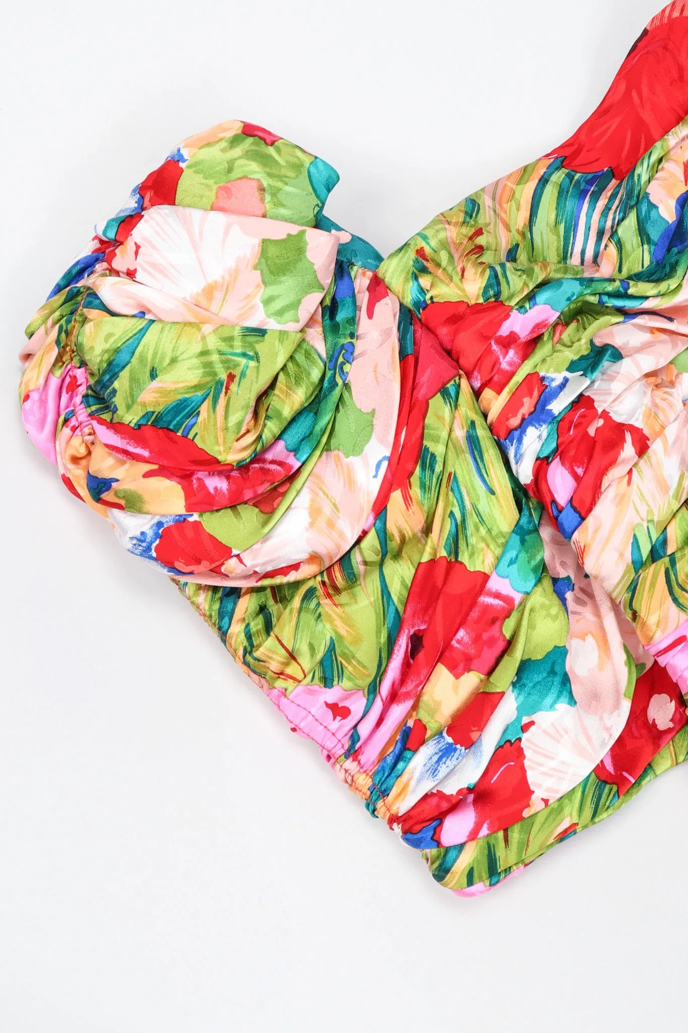 Ruched Floral Puff Dress